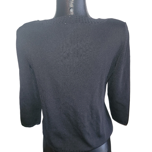 Nygard Collection Black Cropped Sleeve Sweater M - Picture 6 of 7